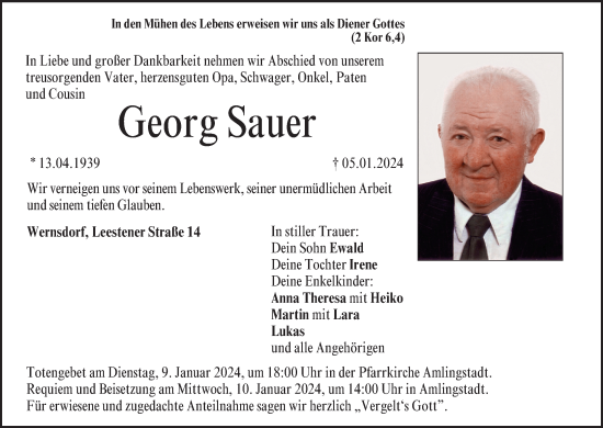 Anzeige von Georg Sauer von MGO