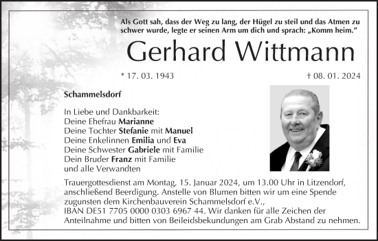Anzeige von Gerhard Wittmann von MGO