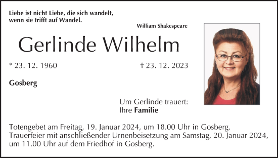 Anzeige von Gerlinde Wilhelm von MGO