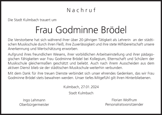 Anzeige von Godminne Brödel von MGO