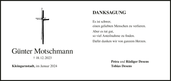 Anzeige von Günter Motschmann von MGO