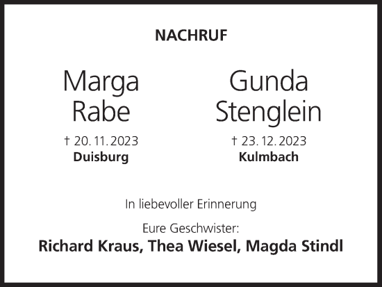 Anzeige von Gunda Stenglein von MGO