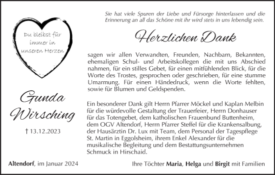 Anzeige von Gunda Wirsching von MGO