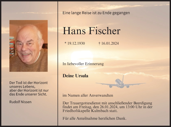 Anzeige von Hans Fischer von MGO