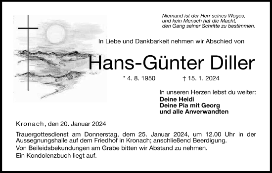 Anzeige von Hans-Günter Diller von MGO