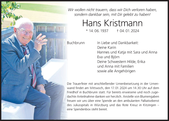 Anzeige von Hans Kristmann von MGO