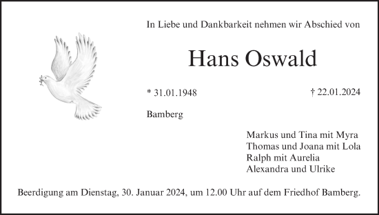 Anzeige von Hans Oswald von MGO