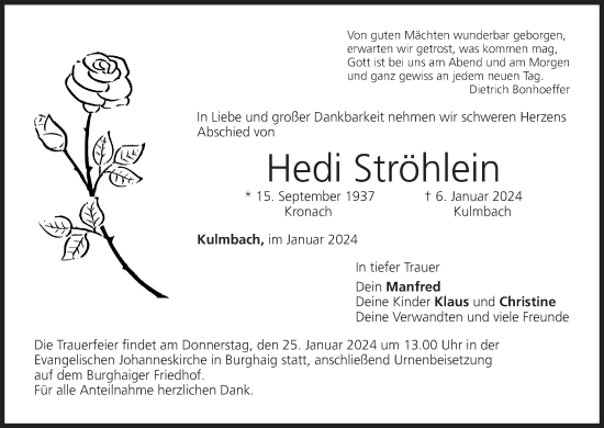 Anzeige von Hedi Ströhlein von MGO