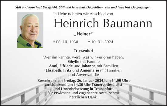 Anzeige von Heinrich Baumann von MGO