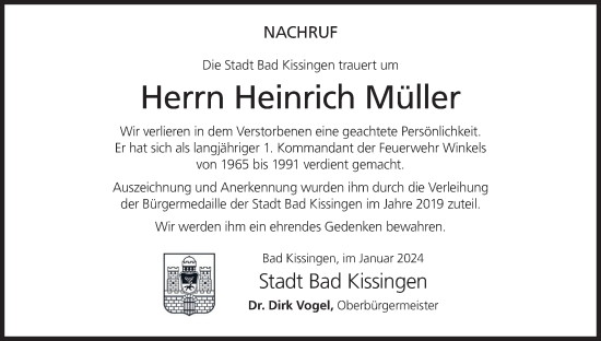 Anzeige von Heinrich Müller von MGO