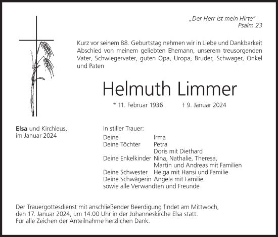 Anzeige von Helmuth Limmer von MGO