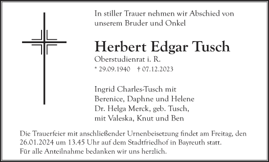 Anzeige von Herbert  Tusch von MGO