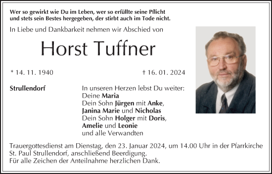 Anzeige von Horst Tuffner von MGO