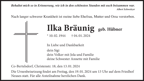 Anzeige von Ilka Bräunig von MGO