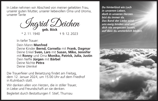 Anzeige von Ingrid Deichen von MGO