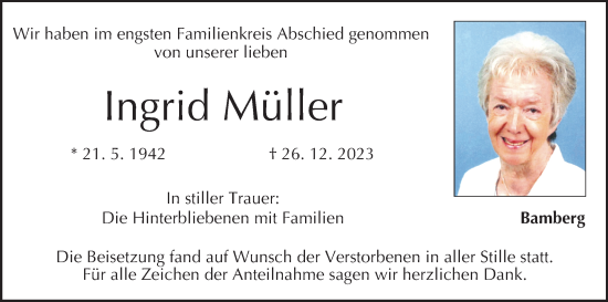 Anzeige von Ingrid Müller von MGO