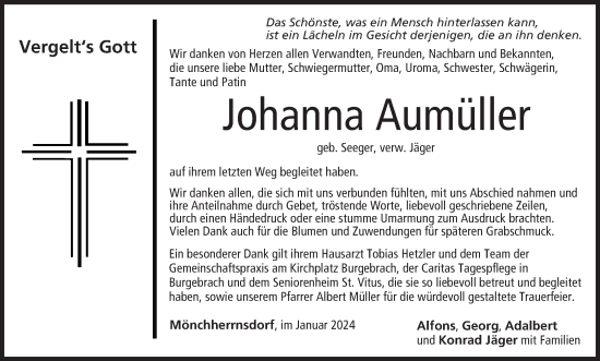 Anzeige von Johanna Aumüller von MGO