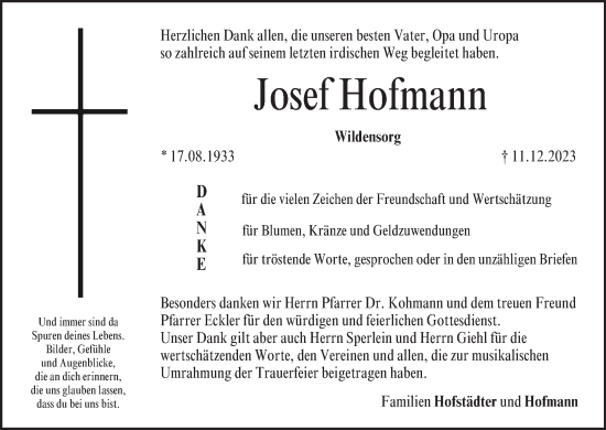 Anzeige von Josef Hofmann von MGO