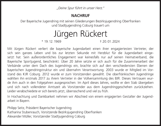 Anzeige von Jürgen Rückert von MGO
