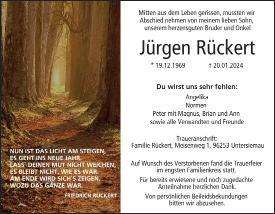 Anzeige von Jürgen Rückert von MGO