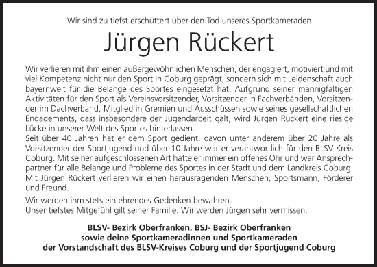 Anzeige von Jürgen Rückert von MGO