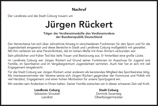 Anzeige von Jürgen Rückert von MGO