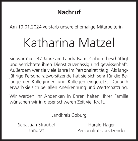 Anzeige von Katharina Matzel von MGO