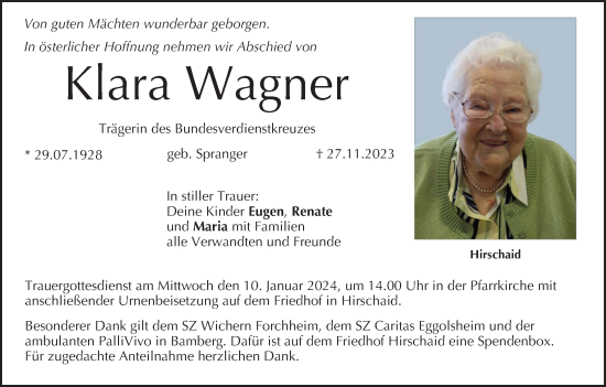 Anzeige von Klara Wagner von MGO