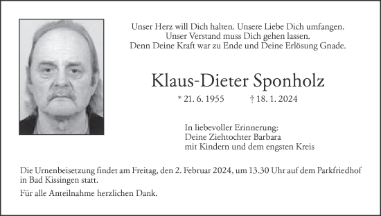 Anzeige von Klaus-Dieter Sponholz von MGO