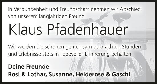 Anzeige von Klaus Pfadenhauer von MGO