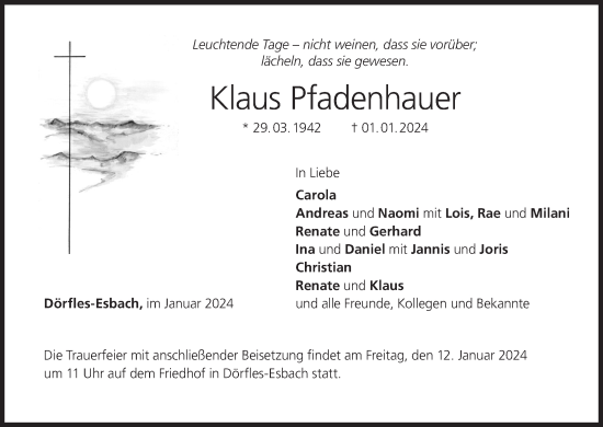 Anzeige von Klaus Pfadenhauer von MGO