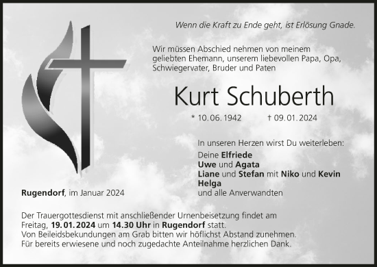 Anzeige von Kurt Schuberth von MGO