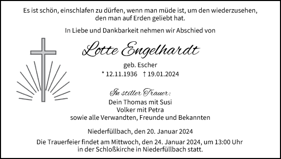 Anzeige von Lotte Engelhardt von MGO