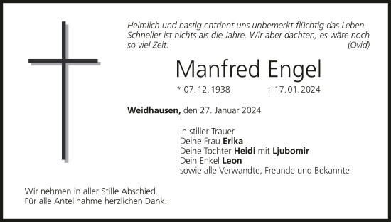 Anzeige von Manfred Engel von MGO