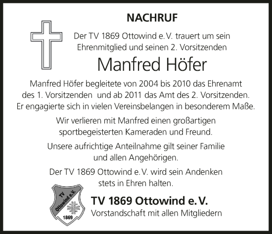 Anzeige von Manfred Höfer von MGO