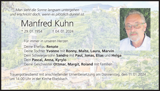 Anzeige von Manfred Kuhn von MGO