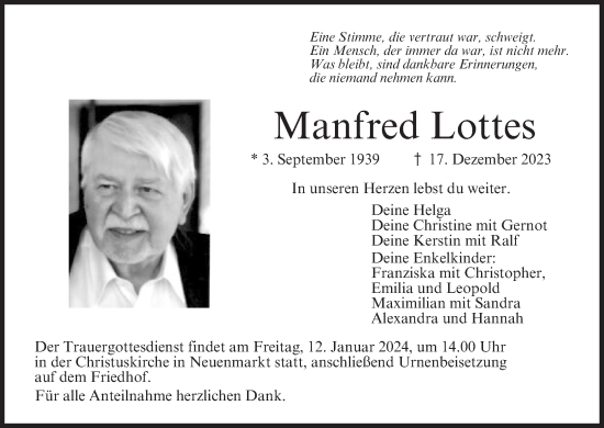 Anzeige von Manfred Lottes von MGO
