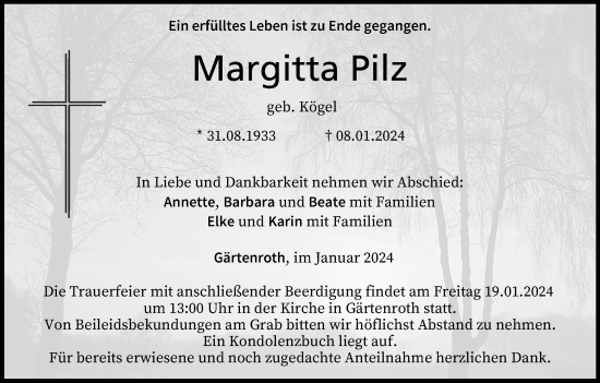 Anzeige von Margitta Pilz von MGO