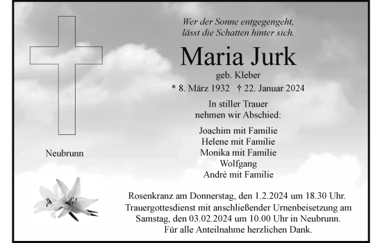 Anzeige von Maria Jurk von MGO