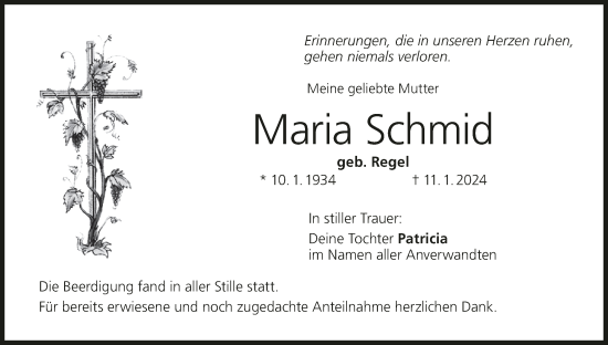 Anzeige von Maria Schmid von MGO