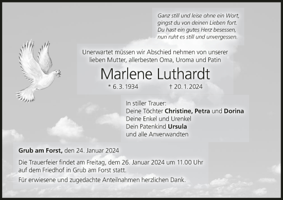 Anzeige von Marlene Luthardt von MGO