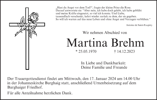 Anzeige von Martina Brehm von MGO