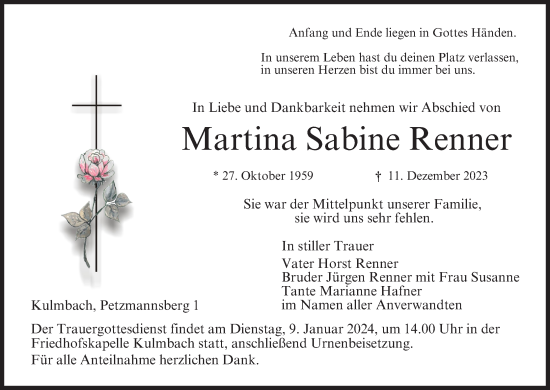 Anzeige von Martina Sabine Renner von MGO