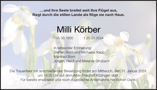 Anzeige von Milli Körber von MGO