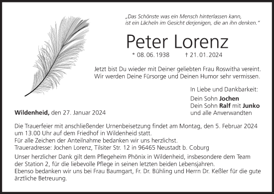 Anzeige von Peter Lorenz von MGO