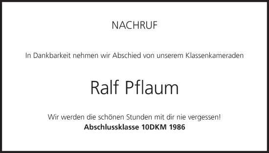 Anzeige von Ralf Pflaum von MGO