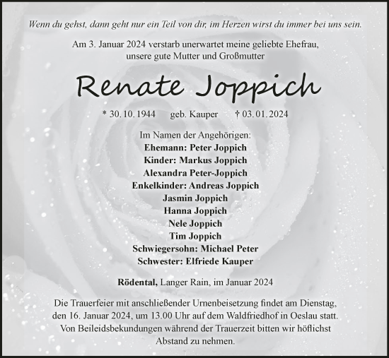 Anzeige von Renate Joppich von MGO
