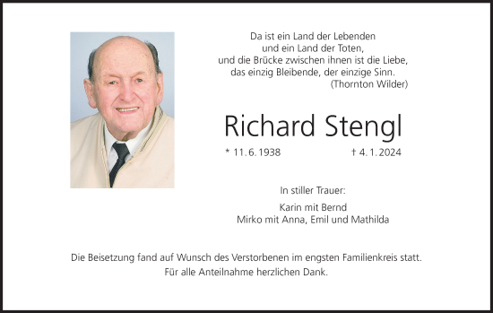 Anzeige von Richard Stengl von MGO
