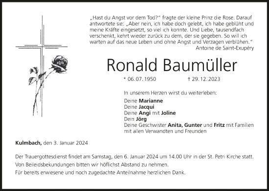 Anzeige von Ronald Baumüller von MGO