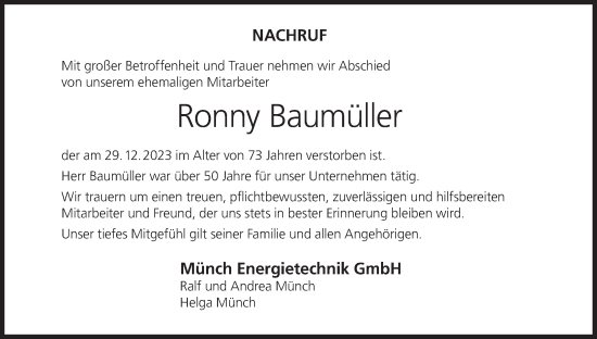 Anzeige von Ronny Baumüller von MGO